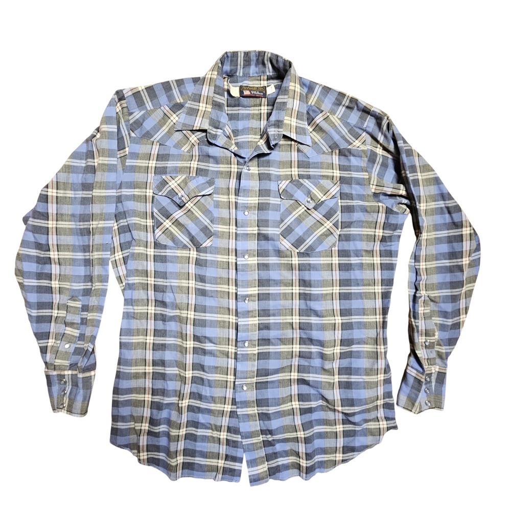 Vintage Panhandle Slim Pearl Snap Plaid Western Shirt Long Sleeve 17-36 Country - Picture 7 of 10